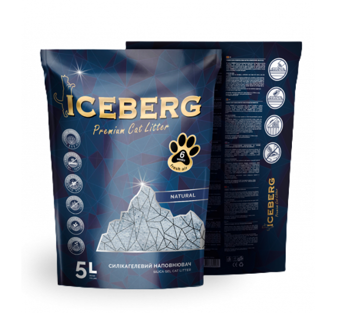 Iceberg Гигиенический наполнитель на основе силикагеля без аромата 5л