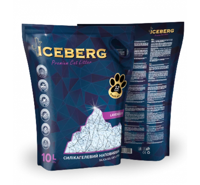 Iceberg Наполнитель гигиенический на основе силикагеля с ароматом лаванды 10л