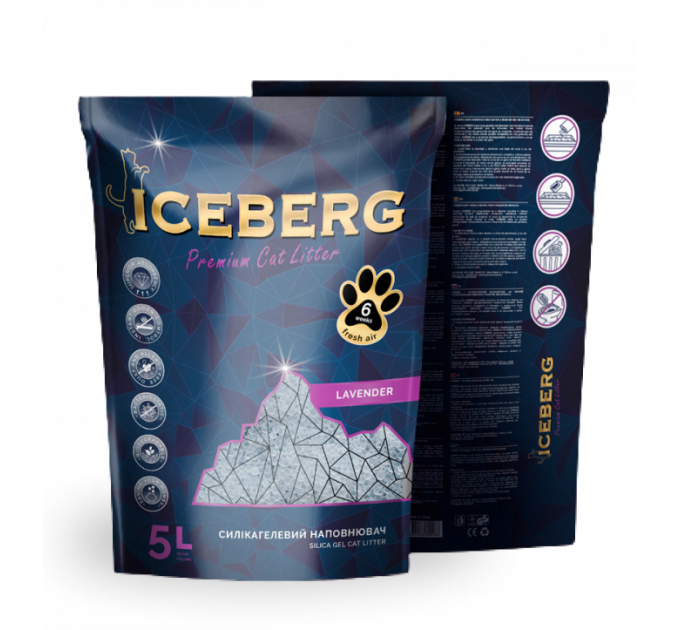 Iceberg Наполнитель гигиенический на основе силикагеля с ароматом лаванды 5л