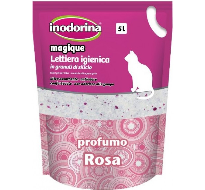 Inodorina Sanitary Litter - силикагелевый наполнитель для туалета с ароматом розы 5л