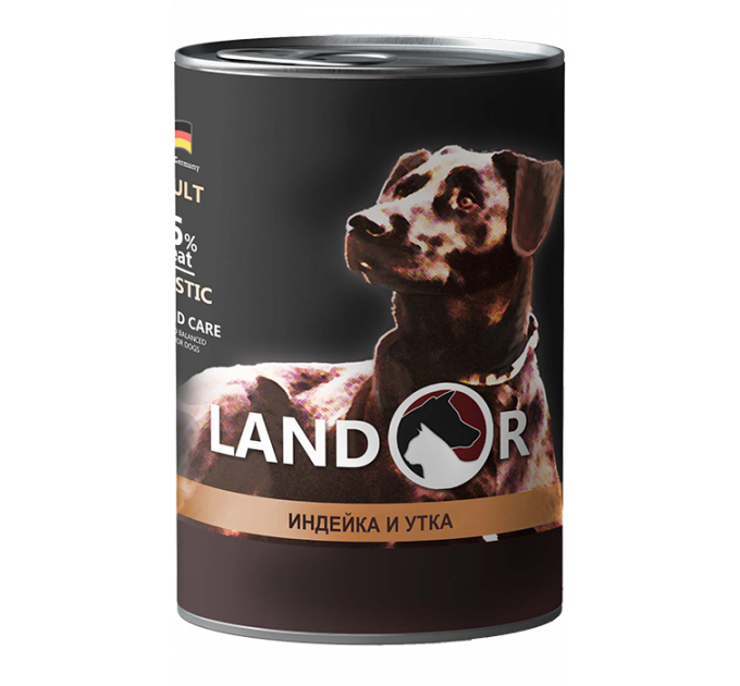 Влажный корм для собак всех пород LANDOR с индейкой и уткой 400г