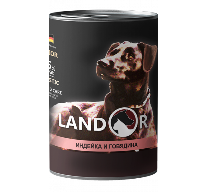 Влажный корм для щенков всех пород LANDOR с индейкой и говядиной 400г