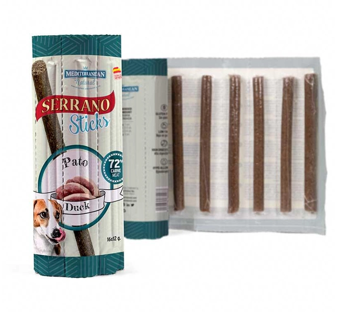Натуральные палочки для собак Mediterranean Natural Serrano sticks с уткой, 16 шт