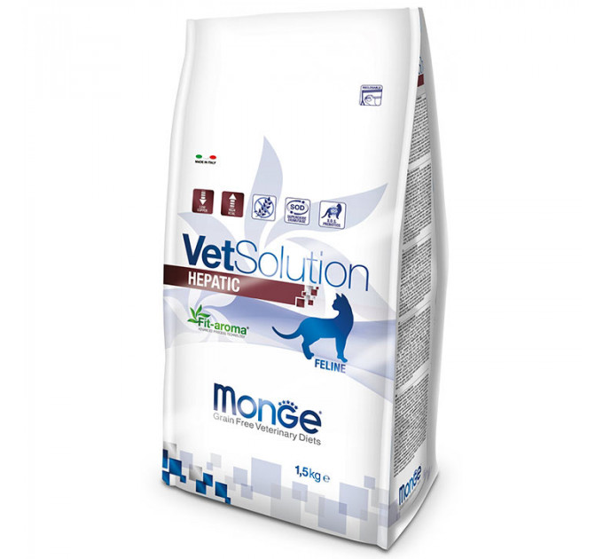 Корм для котів Monge VetSolution Hepatic для регенерації та функціональної підтримки печінки 1,5 кг