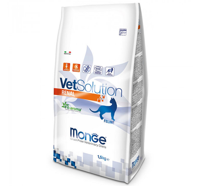 Корм для кошек Monge VetSolution Renal для поддержания функции почек при почечной недостаточности 1,5 кг