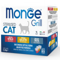 MONGE CAT GRILL MIX Sterilised - паучи для стерилизованных кошек микс петушок/форель/ телятина (12шт по 85г)