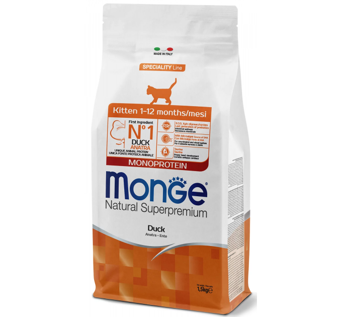 Корм для котят Monge CAT Monoprotein Kitten с уткой 0,4кг
