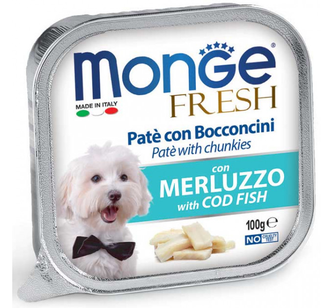 MONGE DOG FRESH паштет для собак з тріскою 100г
