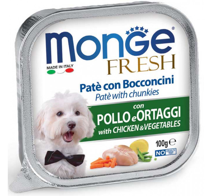 MONGE DOG FRESH паштет для собак c курицей и овощами 100г