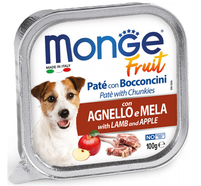 MONGE DOG FRUIT паштет для собак с ягненком и яблоком 100г