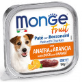 MONGE DOG FRUIT паштет для собак з качкою та апельсином 100г