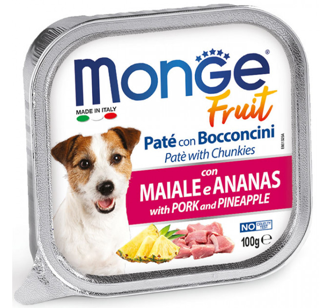 MONGE DOG FRUIT паштет для собак со свининой и ананасом 100г