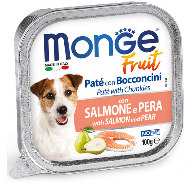 MONGE DOG FRUIT паштет для собак з лососем та грушею 100г