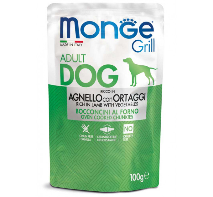 MONGE DOG GRILL паучи для собак с ягненком и овощами 100г