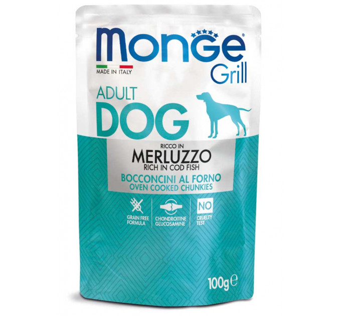 MONGE DOG GRILL паучі для собак з тріскою 100г