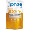 MONGE DOG GRILL Puppy & Junior паучі для цуценят з куркою та індичкою 100г
