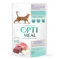 Вологий корм Optimeal з качкою та шматками печінки в яблучному желі для дорослих кішок з ефектом виведення шерсті 85г