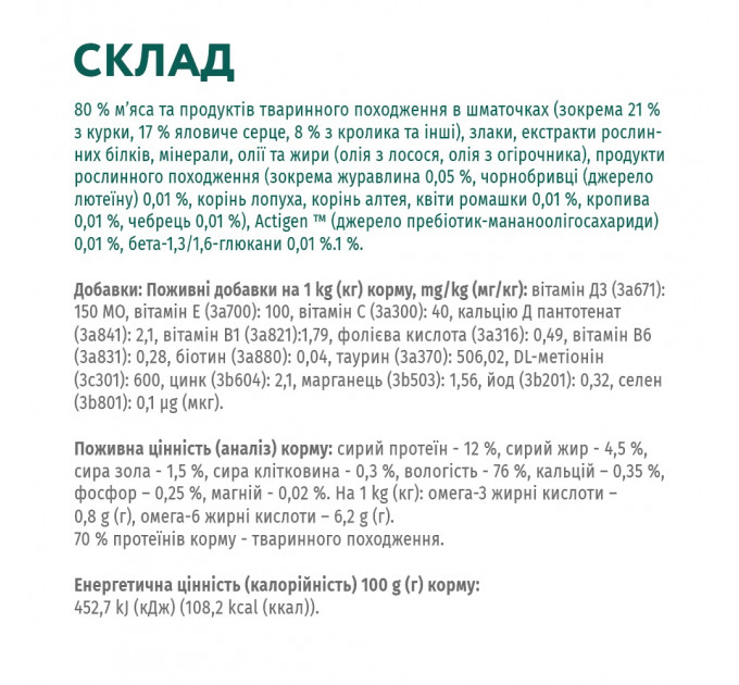 Влажный корм Optimeal с ягненком и овощами в желе для взрослых котов 85г