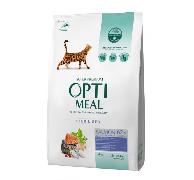Сухой корм Optimeal Adult Cat Sterilised с лососем для стерилизованных котов 4кг