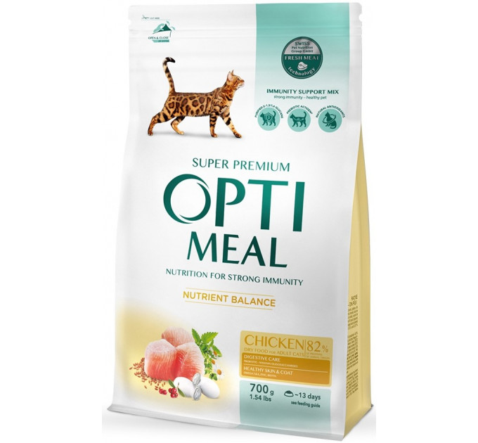 Сухой корм Optimeal Adult Cat Chicken с курицей для взрослых котов 0,7кг