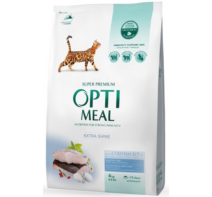 Сухой корм Optimeal Adult Cat Cod Fish с высоким содержанием трески для взрослых котов 4кг