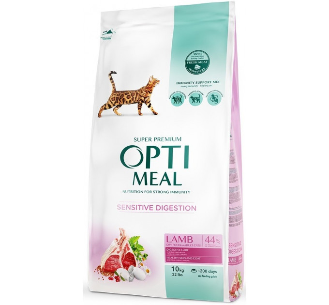 Сухой корм Optimeal Adult Cat Lamb Sensitive с ягненком для взрослых котов с чувствительным пищеварением 10кг