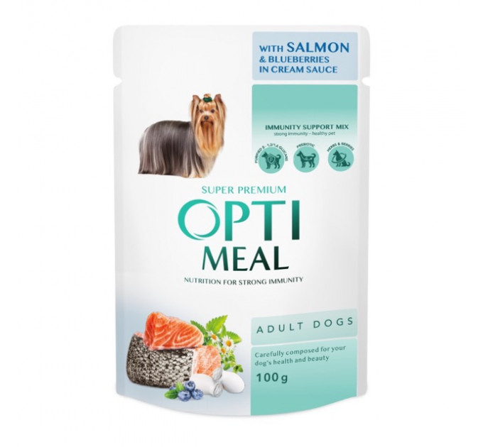 Влажный корм Optimeal с лососем и голубикой в крем соусе для взрослых собак 100г