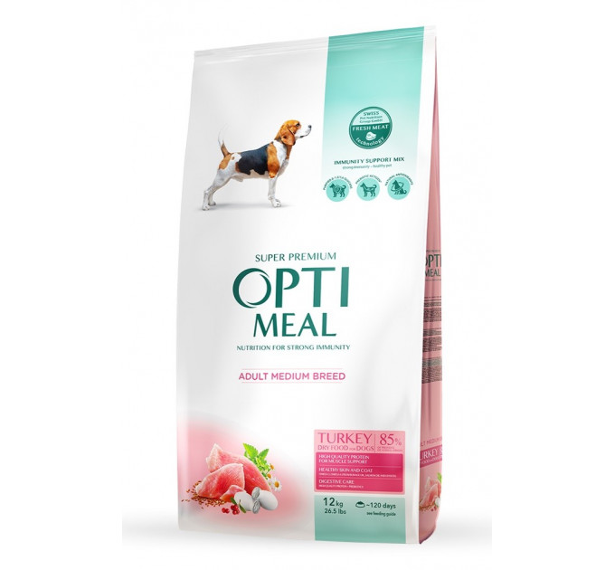 Сухой корм Optimeal с индейкой для взрослых собак средних пород 12кг