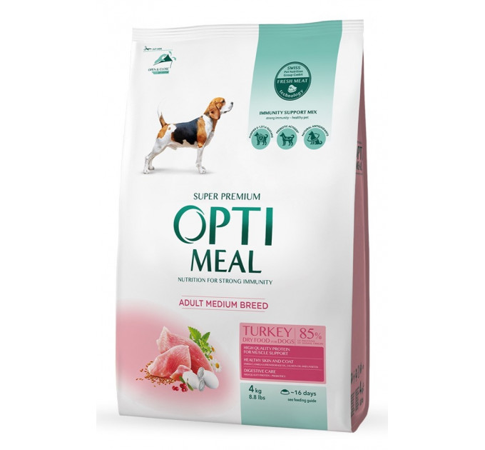 Сухой корм Optimeal с индейкой для взрослых собак средних пород 4кг
