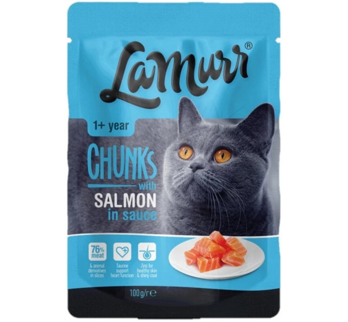 Quattro La Murr Cat паучи для взрослых кошек с лососем (24шт по 100г)