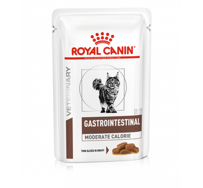 Паучі Royal Canin Gastro Intestinal Moderate Calorie при порушеннях травлення у кішок, шматоки в соусі 85г