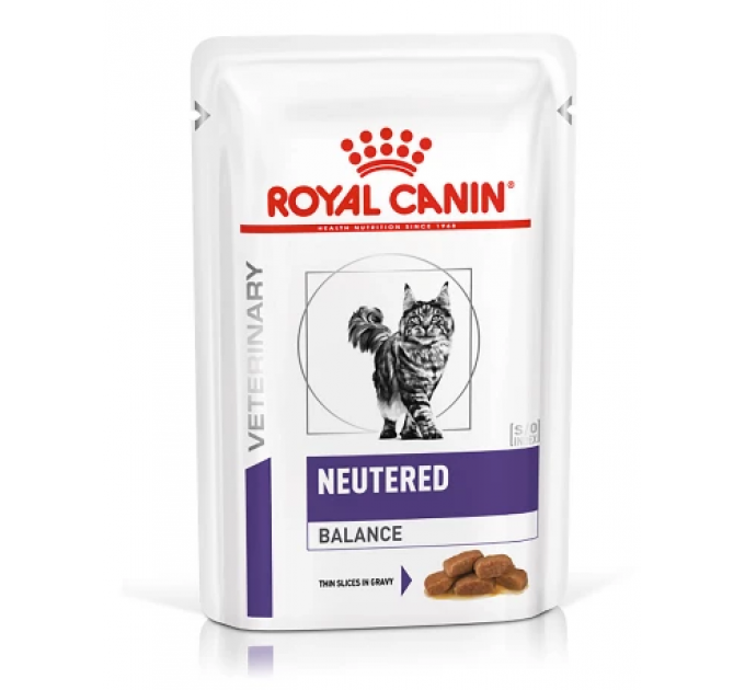 Паучи Royal Canin Neutered Balance для стерилизованных кошек, склонных к лишнему весу, кусочки в соусе 85г