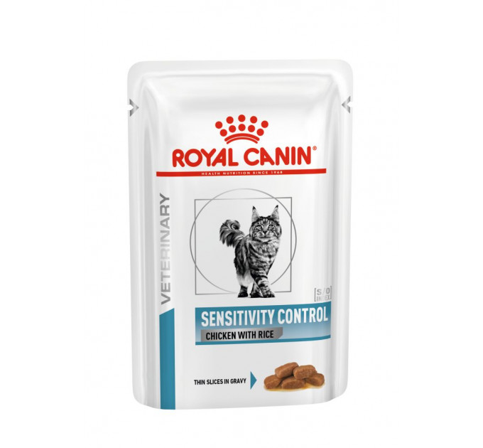 Паучи Royal Canin Sensitivity Control при пищевой аллергии у кошек с курицей, кусочки в соусе 85г