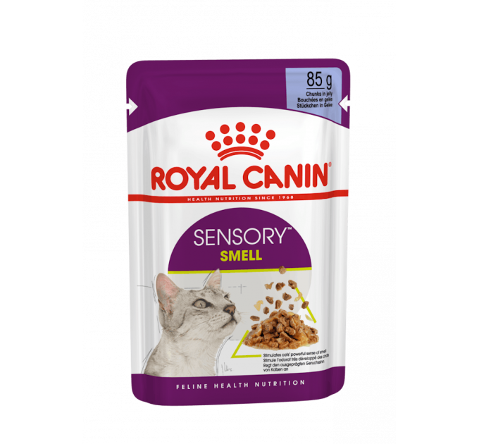 Паучі Royal Canin Sensory Smell Jelly для котів вибагливих до аромату, шматочки в желе 85г