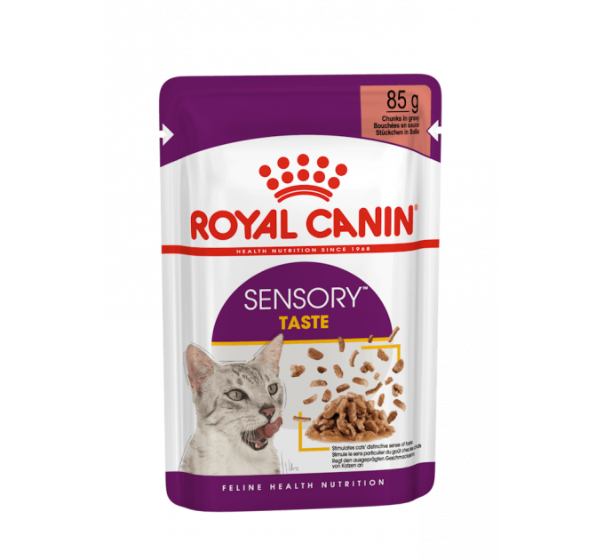 Паучі Royal Canin Sensory Taste Gravy для котів вибагливих до смаку, шматочки в соусі 85г