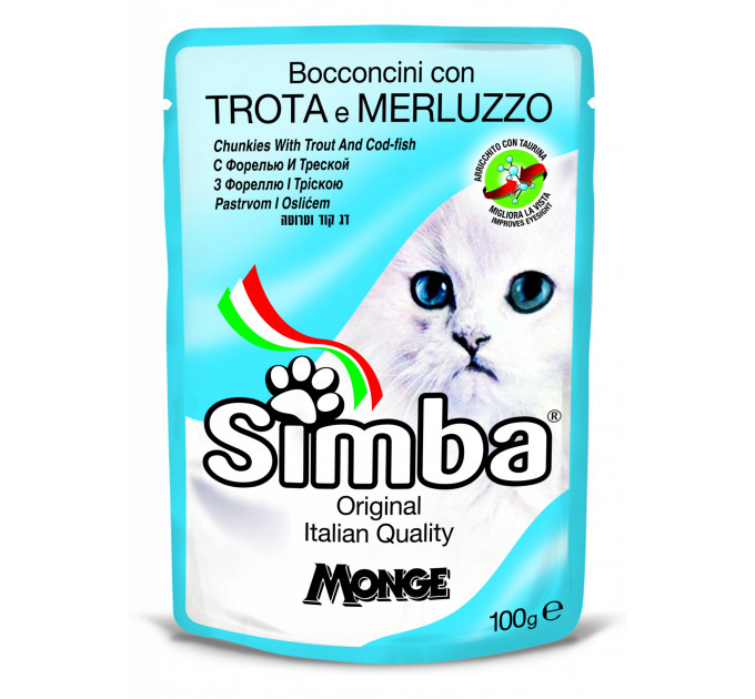 SIMBA CAT WET паучі для котів з фореллю та тріскою 100г