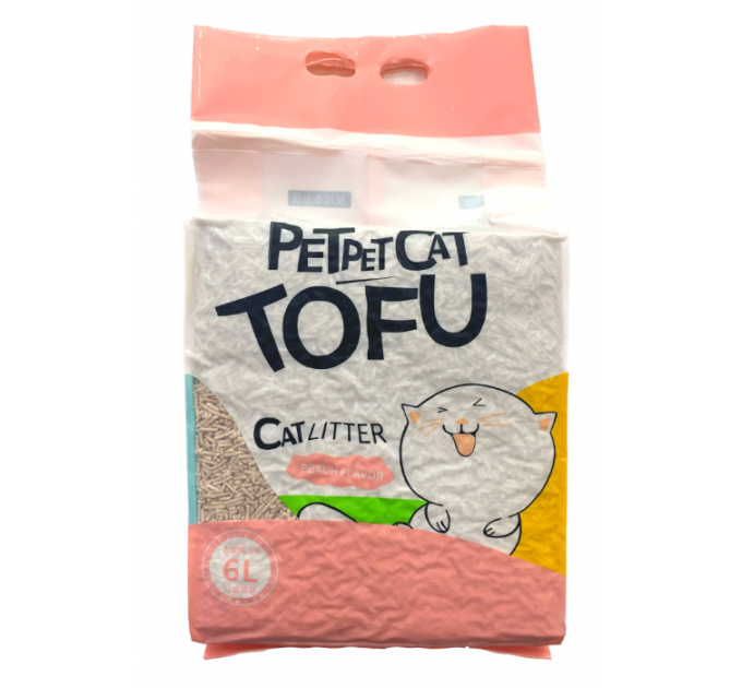 Petpet Cat Tofu - соевый наполнитель для туалета с ароматом персика 6л