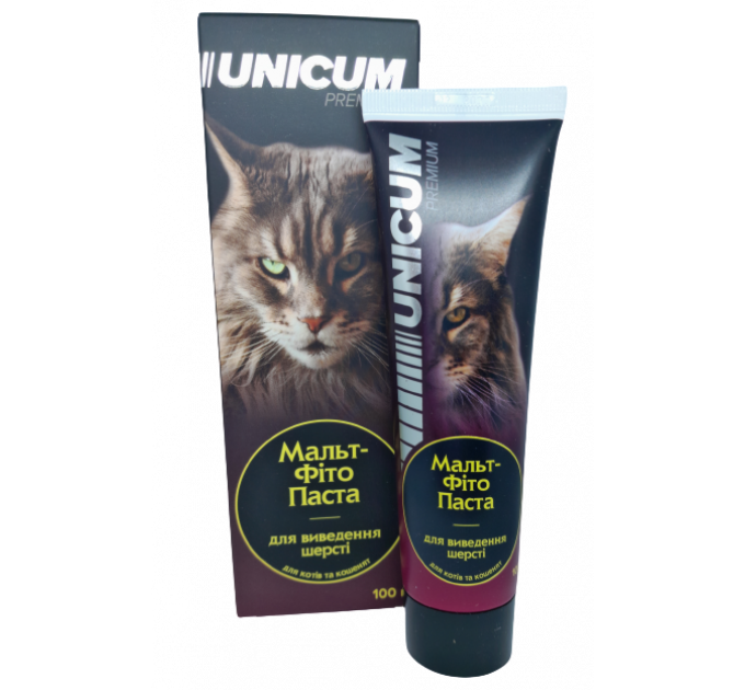 Мальт-фитопаста Unicum для выведения шерсти из желудка у кошек и котят 100г