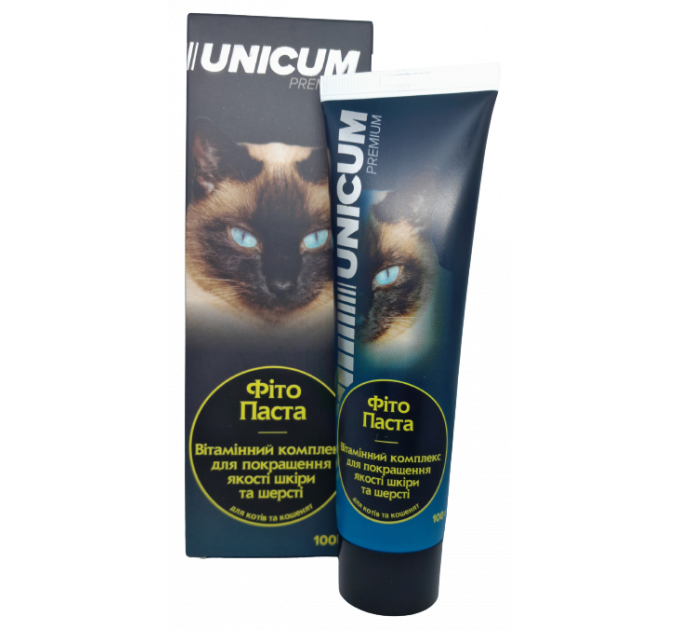 Фитопаста для кошек и котят Unicum Витаминный комплекс для улучшения качества кожи и шерсти 100г