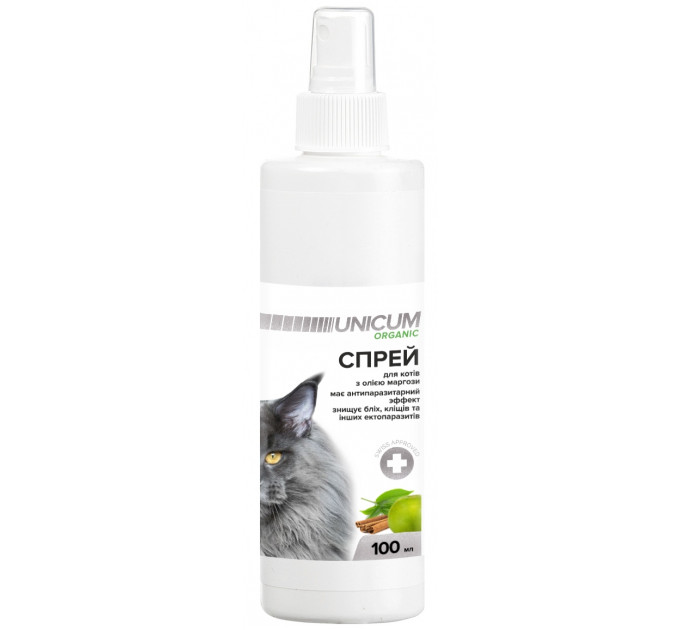 Unicum Organic Спрей для кошек от блох и клещей на натуральной основе, 100мл