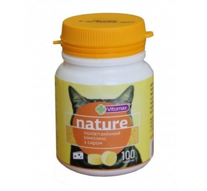 Поливитаминный комплекс Vitomax Nature для кошек с сыром 100 таблеток/50г