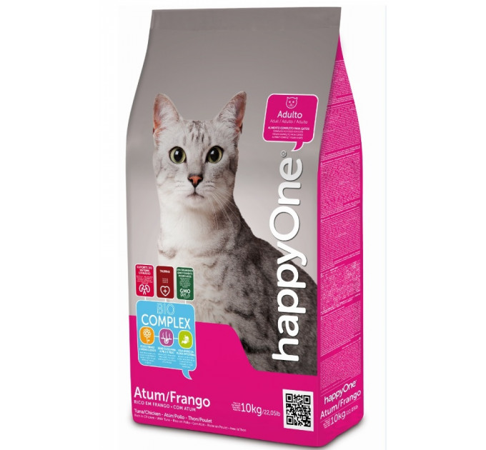 Сухий корм happyOne Cat Tuna & Chicken для дорослих котів з тунцем та куркою 10кг