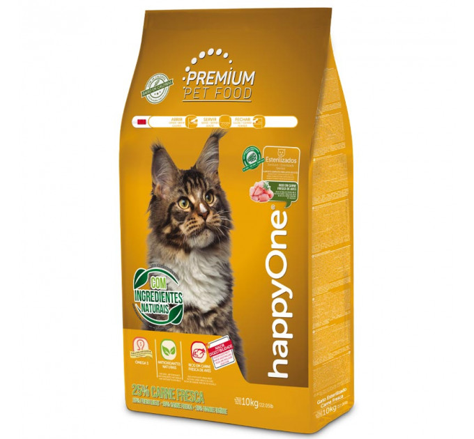 Сухой корм happyOne Premium Sterilized Cat Fresh Meat для стерилизованных кошек со свежим мясом 10кг