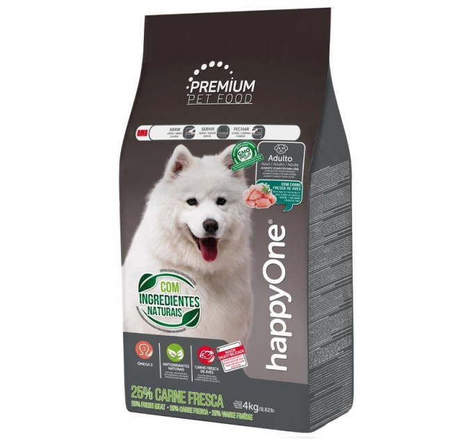 Сухий корм happyOne Premium Adult Dog Fresh Meat для дорослих собак зі свіжим м'ясом 4кг