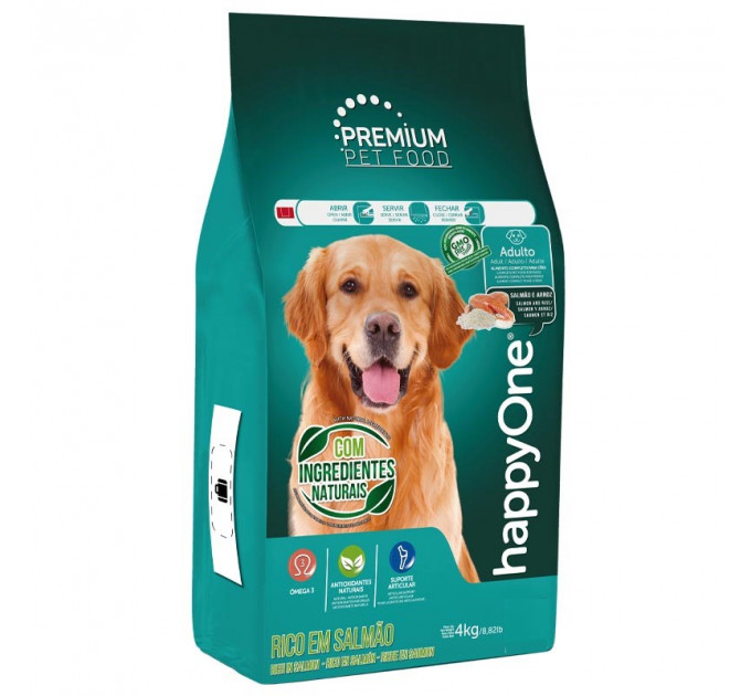 Сухой корм happyOne Premium Adult Dog Salmon and Rice для взрослых собак с лососем и рисом 4кг